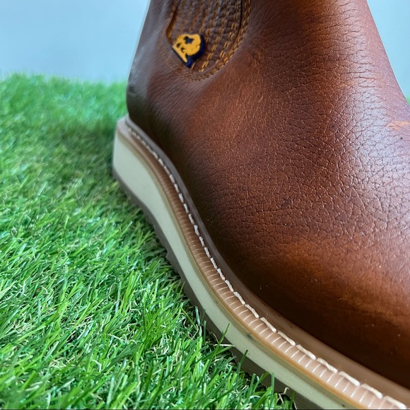 Men's Best Half Work Boots Pull On Leather Tan Botin Trabajo oil Water Resistant - Picture 9 of 10